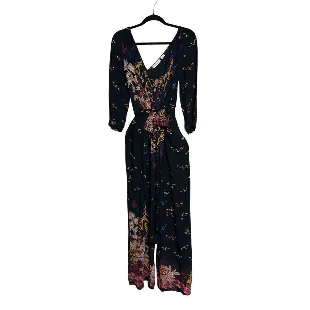FeatherโBone Anthropologie Nara Jumpsuit Black Belted Romper Sizeโ4